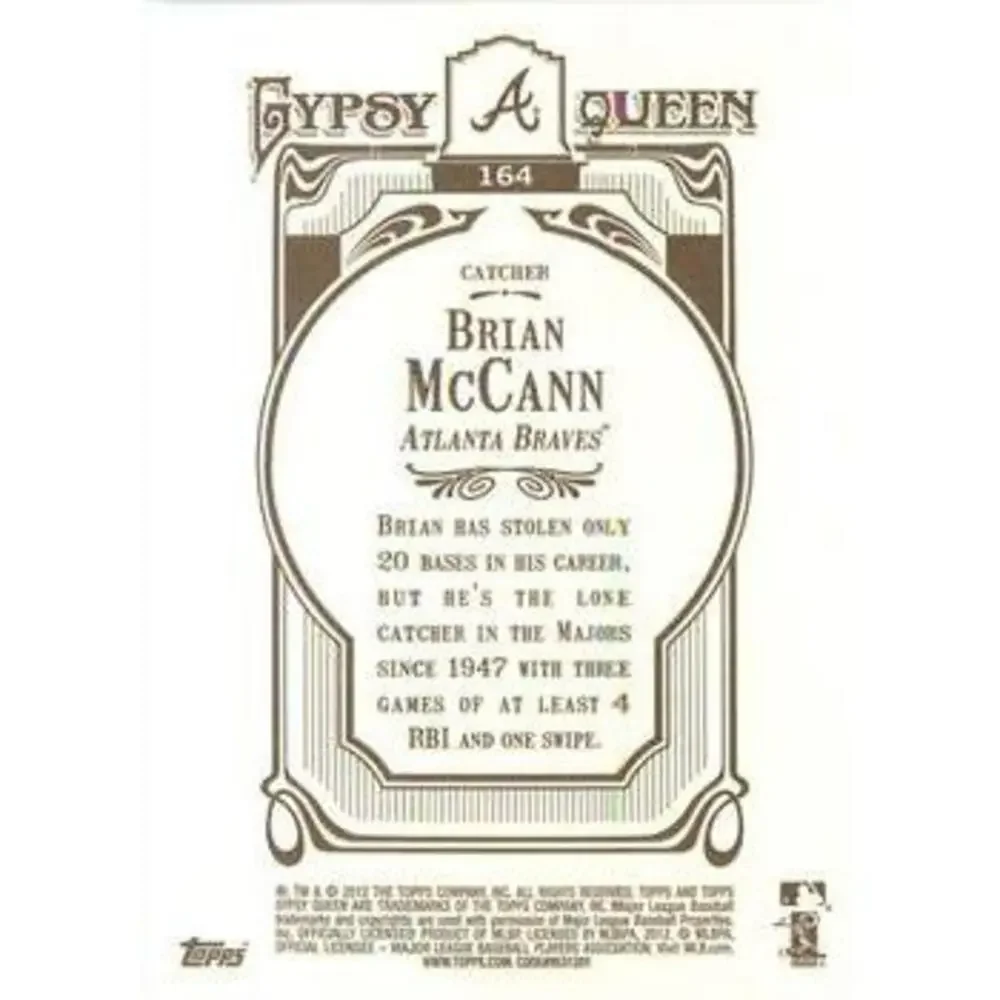 2012 Topps Gypsy Queen Brian McCann # 164 Atlanta Braves